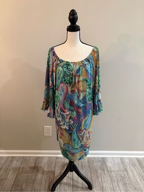 MSK Multicolor Paisley Off-the-Shoulder Dress